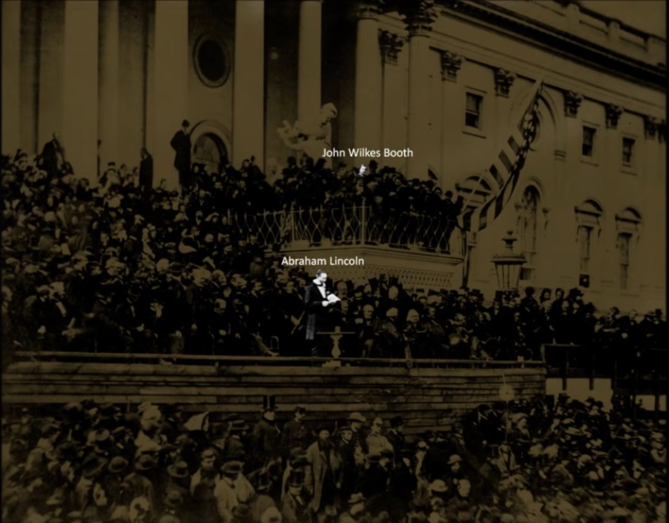Showing proximity of Booth to Lincoln during second inauguration.jpg Showing proximity of Booth to Lincoln during second inauguration.jpg