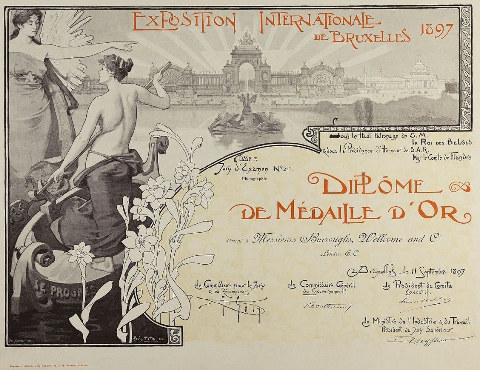 1897 - Exposition_Internationale_de_Bruxelles,_1897,_Diploma_Wellcome_L0075123.jpg 1897 - Exposition_Internationale_de_Bruxelles,_1897,_Diploma_Wellcome_L0075123.jpg